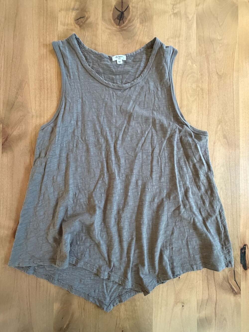 Dylan Grey Slub Knit Asymmetrical Hem Tank Top Size Large